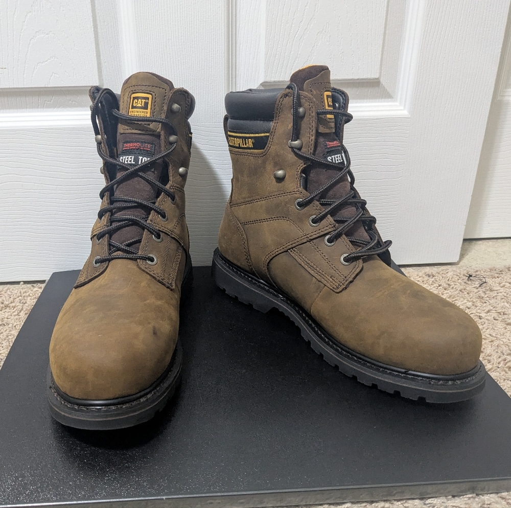 CAT/Caterpillar, Lace-Up Work Boots, Men's Size 10.5, Brown
